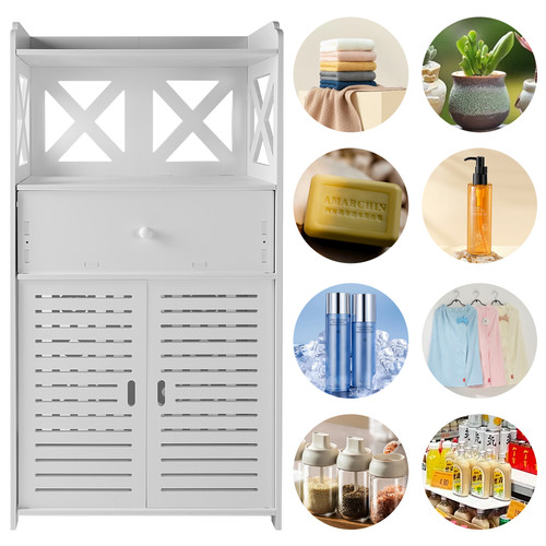 White bathroom storage cabinet - bathroom,
