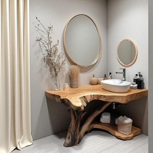 Natural wood corner bathroom - wood,