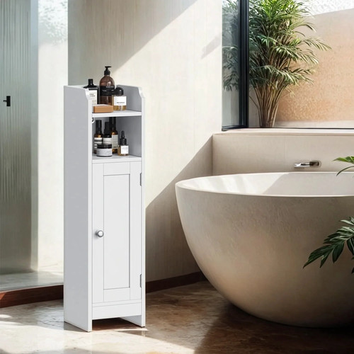 White corner bathroom storage - corner,